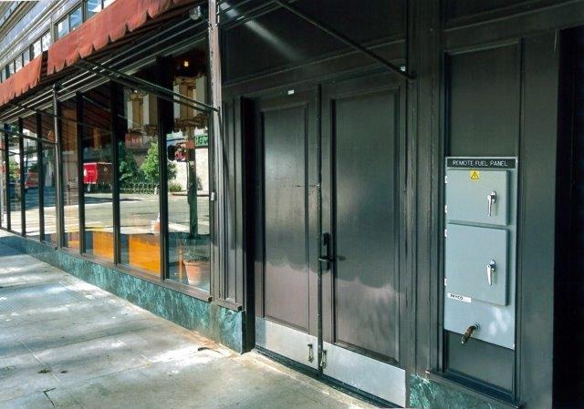 After: exterior view of restored store fronts